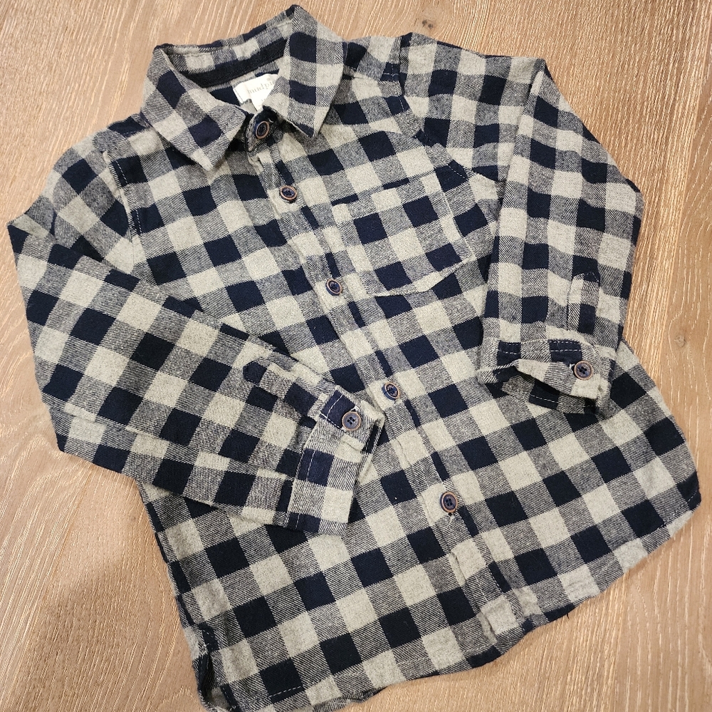 MUD PIE TODDLER BOYS BUFFALO CHECK FLANNEL BUTTON DOWN SHIRT 4T-5T